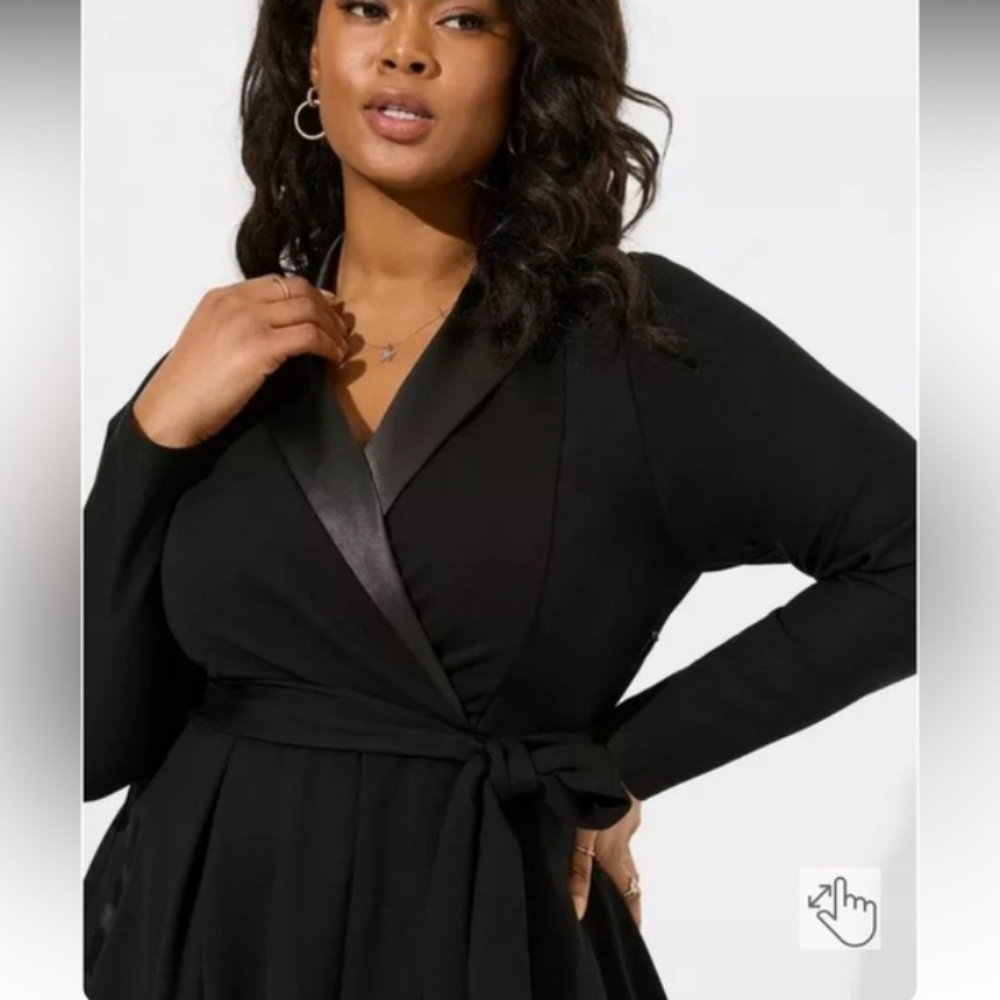 Torrid Black Wrap Tuxedo Skater Dress Size 16 EUC - Picture 2 of 9
